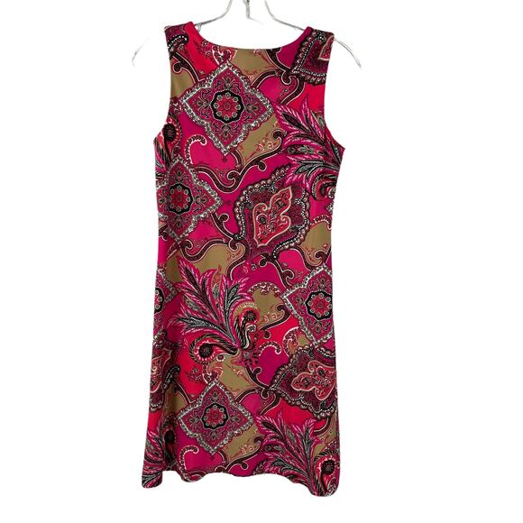 Jude Connally Sleeveless Pink Coral Paisley Print Jude Cloth Shift Dress Small - Picture 6 of 6